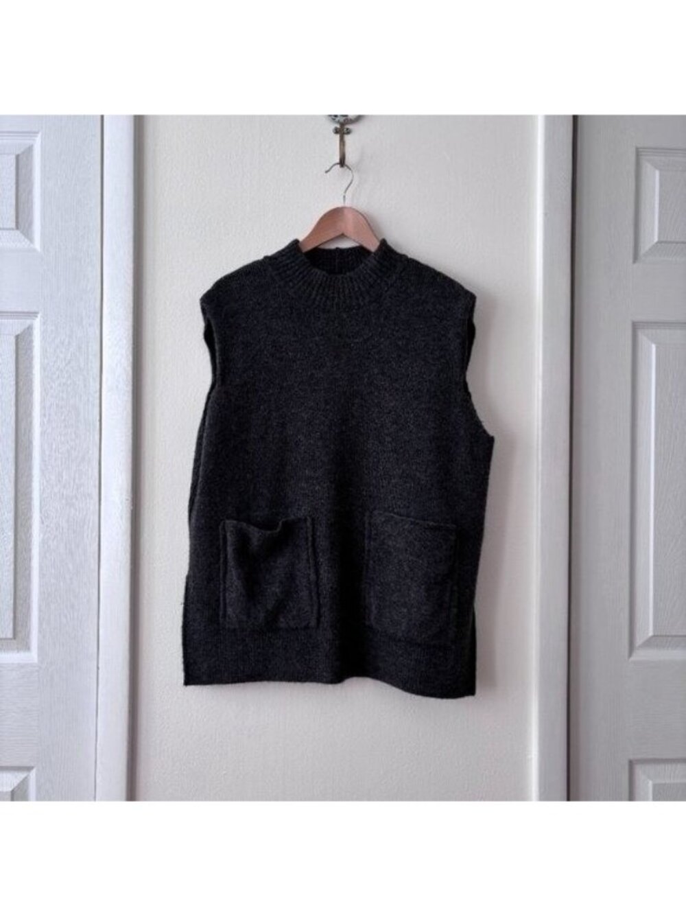 Zara Charcoal Knit Two Piece Set Sleeveless Top & Midi Skirt Minimal Size S - Picture 4 of 11